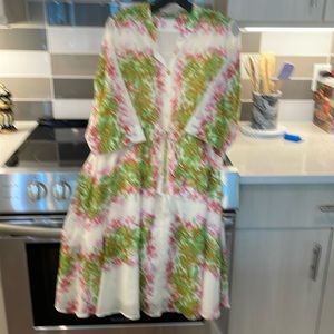 Cotton voil lined party dress fully lined 3:4 sleeve